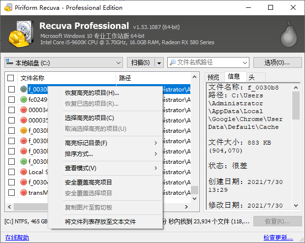Recuva Business Edition v1.53.1087数据恢复软件绿色版